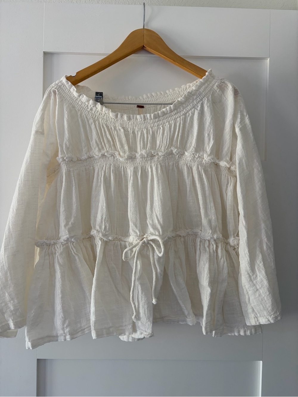 Free People White Tiered Peasant Blouse